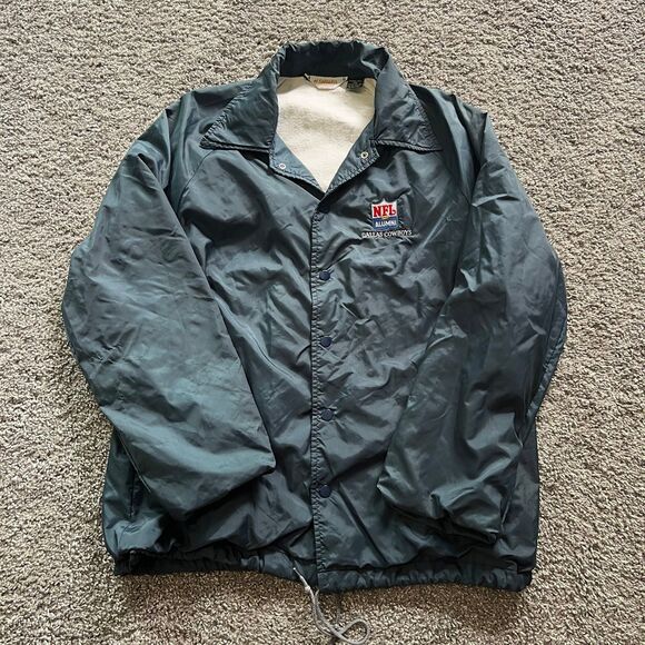 VTG 80s Dallas Cowboys NFL Alumni Windbreaker Jacket Button Up Size Large USA - Picture 1 of 8